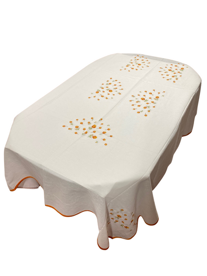 Fine rectangular table service in 100% pure embroidered linen byssus art. Bisso