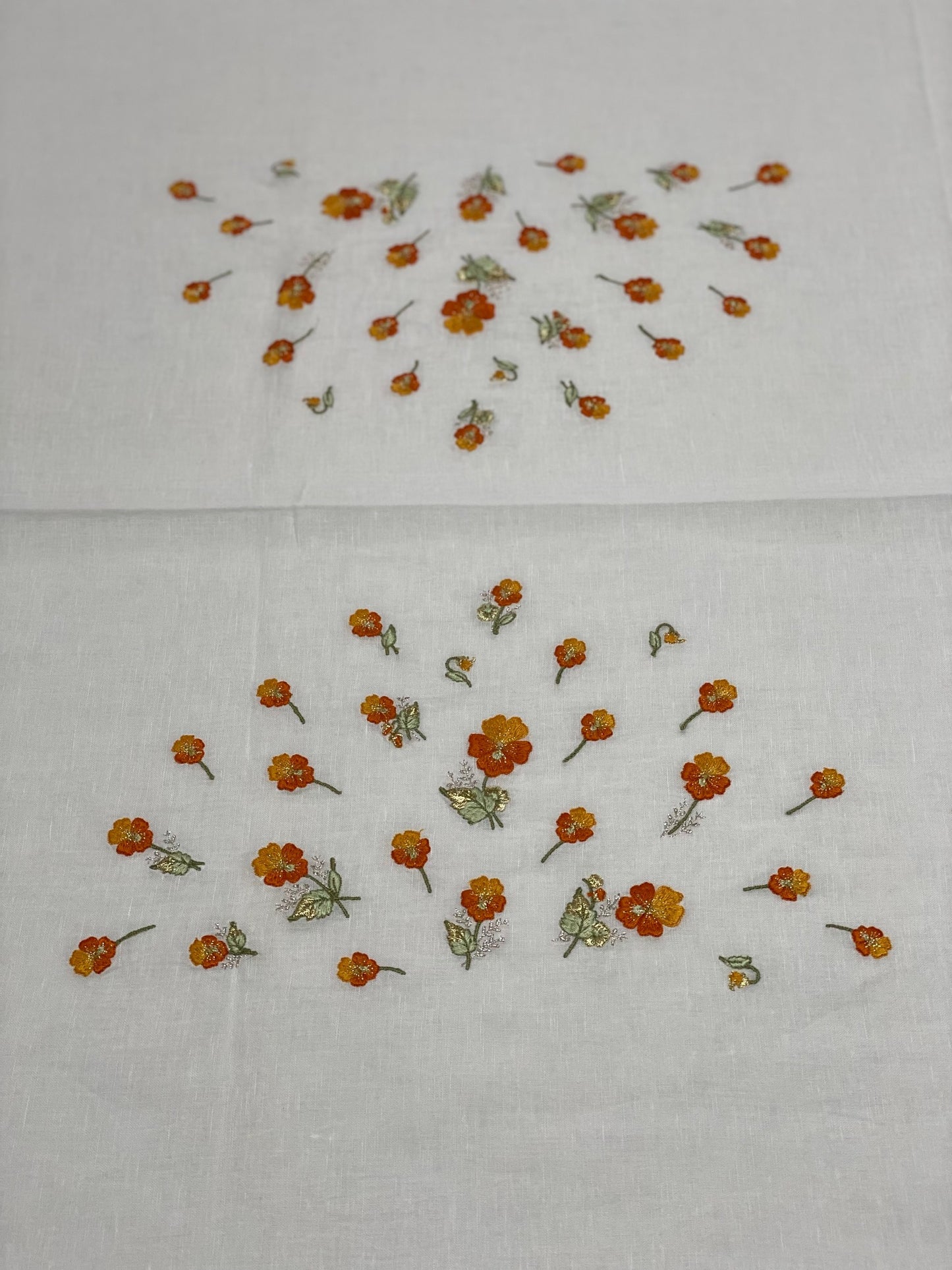 Fine rectangular table service in 100% pure embroidered linen byssus art. Bisso