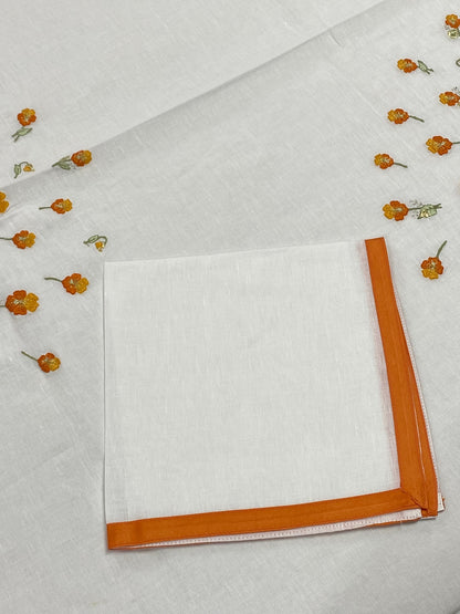 Fine rectangular table service in 100% pure embroidered linen byssus art. Bisso