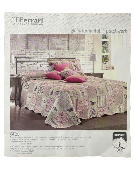 GF Ferrari trapuntino mezza stagione per letto singolo lavorazione Patchwork art. GF20