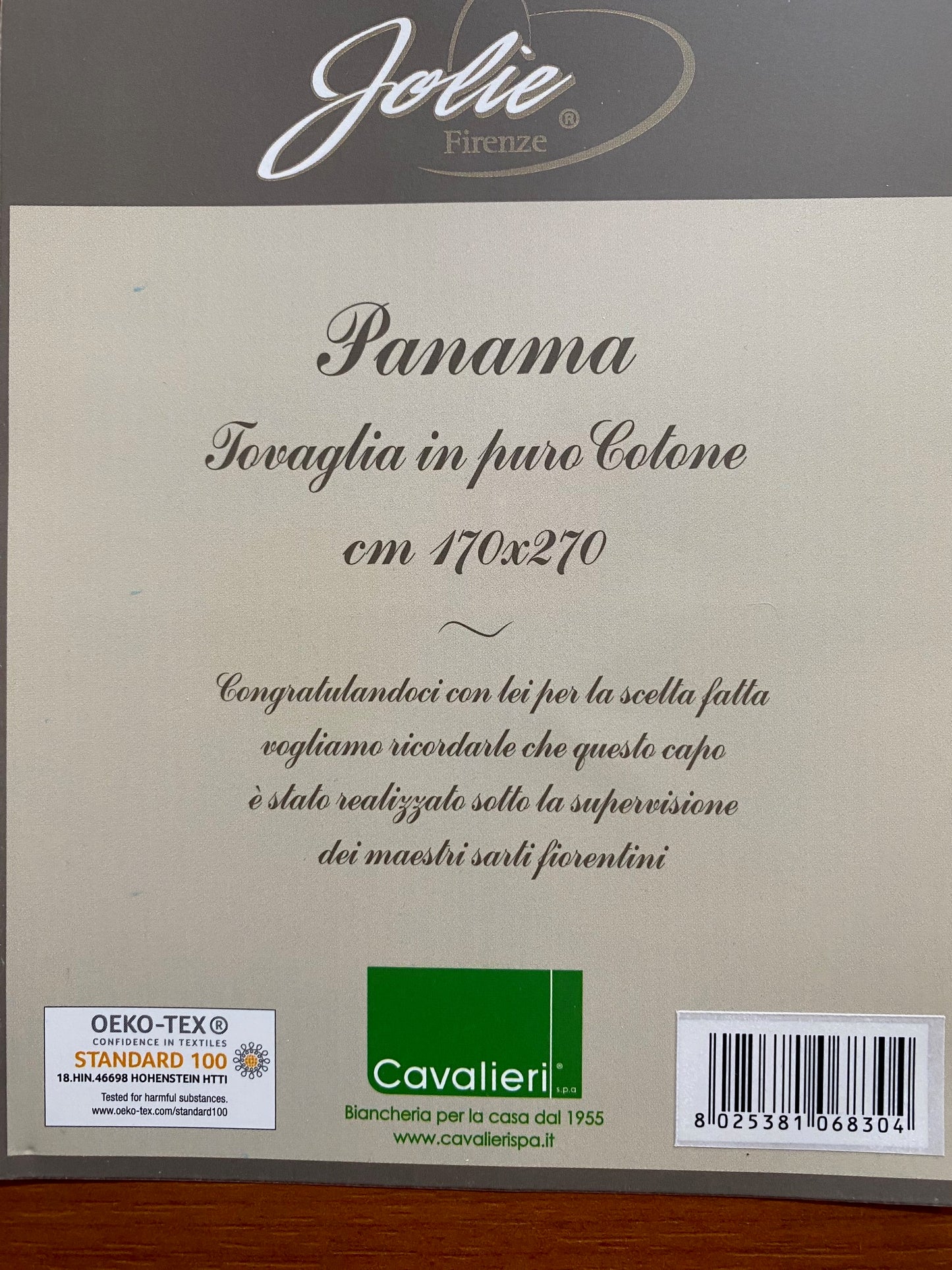 Jolie Firenze tovaglia da tavola senza tovaglioli in Puro Cotone rettangolare x 12 art. Panama