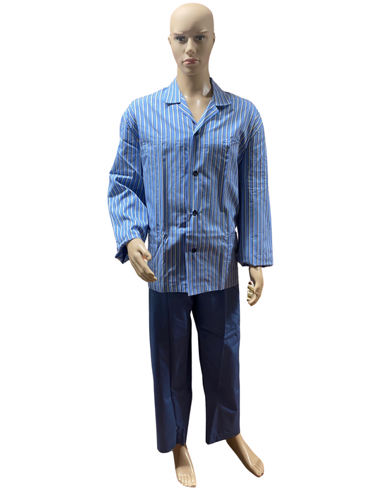 Pyjama élégant Esquire pour homme, coupe classique, boutonné sur le devant, en pur coton Mako