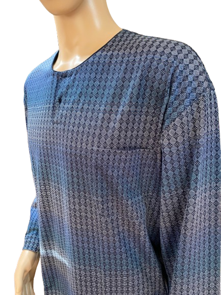 Perofil Men's pyjamas Serafino collar spring weight in 100% Scottish yarn art. Omar