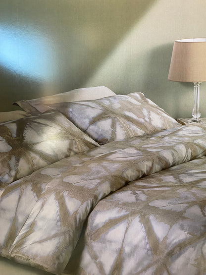 Mirabello Completo Lenzuola letto singolo in fine Percalle di Cotone, Effetto copriletto con Doppia Balza Art. Shibori