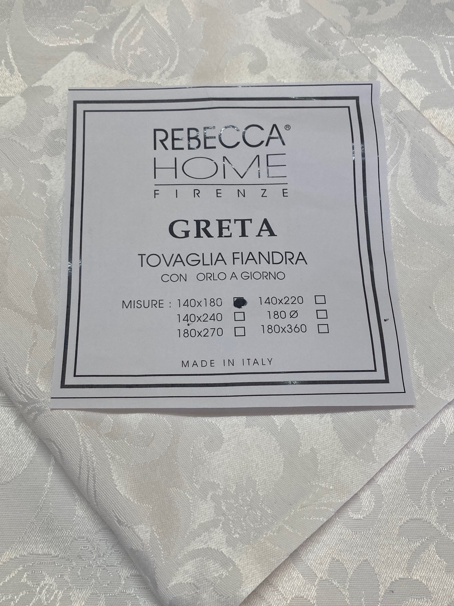 Servizio da tavola con tovaglioli Fiandra Damascata Jacquard con Orlo a Giorno in Puro Cotone Art. Greta