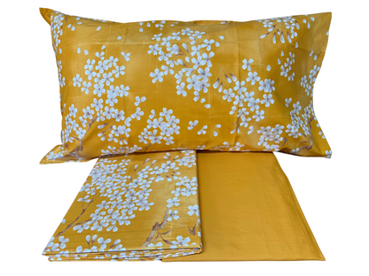 Fazzini Complete Single and a Half Bed Sheets French Size Maxi in Pure Cotton Percale with White Lacquer Overprint art Kimono