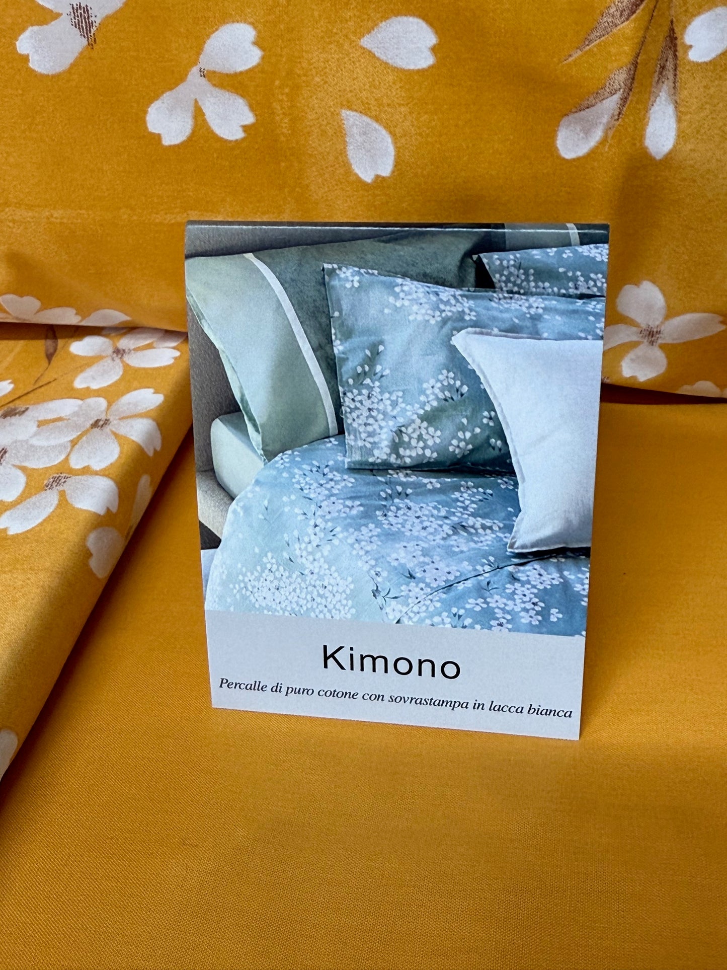 Fazzini Complete Single and a Half Bed Sheets French Size Maxi in Pure Cotton Percale with White Lacquer Overprint art Kimono