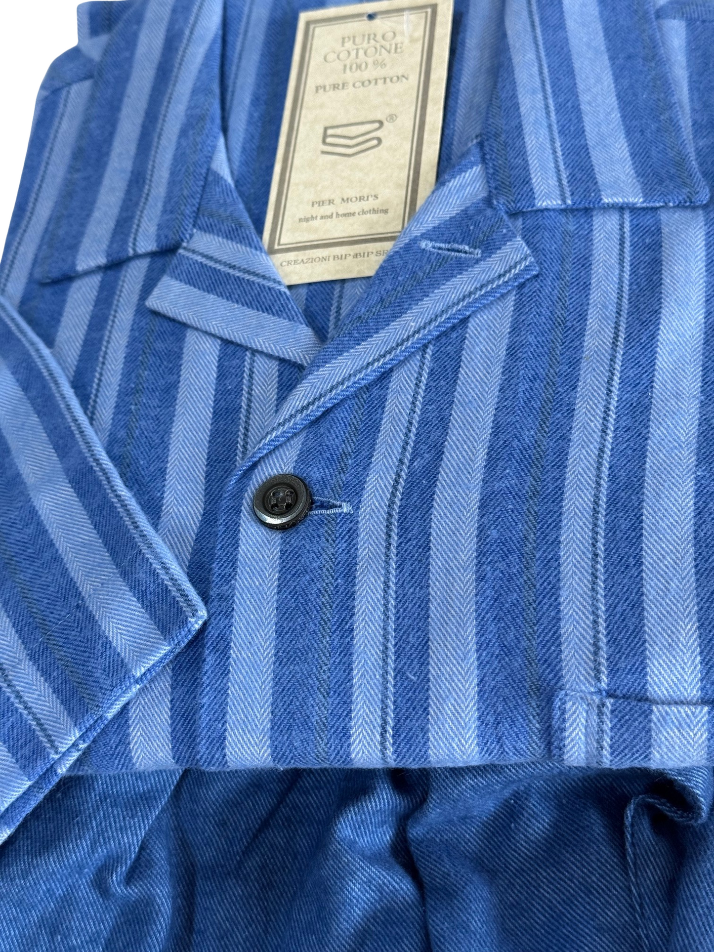 PIER MORI'S Pigiama da Uomo Classico con Collo a Camicia in Pura Flanella Calda di Cotone art. E020010