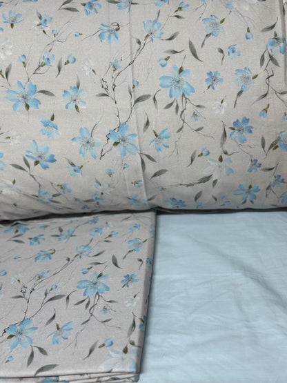 Mirabello Completo Lenzuola letto singolo in fine Percalle di Cotone, Effetto copriletto con Doppia Balza Art. Cherry tree