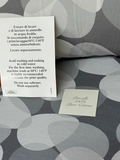 Mirabello parure copripiumino letto singolo (senza il lenzuolo di sotto) in puro Percalle di Cotone art. Oryza