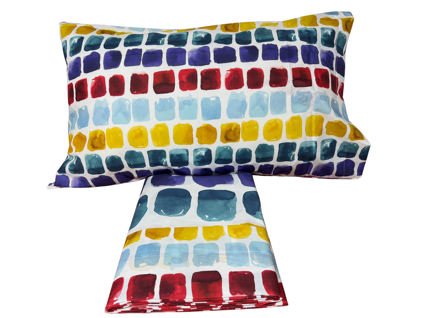 Fazzini parure lenzuola da Una piazza e Mezza (senza il lenzuolo di sotto) in Puro Percalle di Cotone effetto copriletto art. Palette