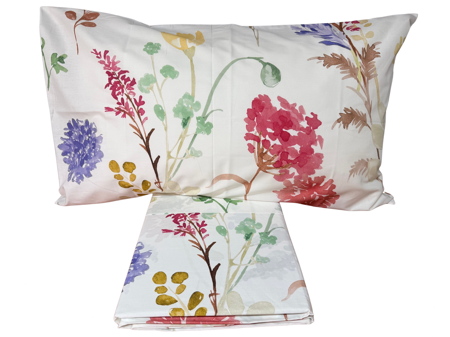 Fazzini parure lenzuola matrimoniale (senza il lenzuolo di sotto) in Puro Percalle di Cotone effetto copriletto art. Pistilli