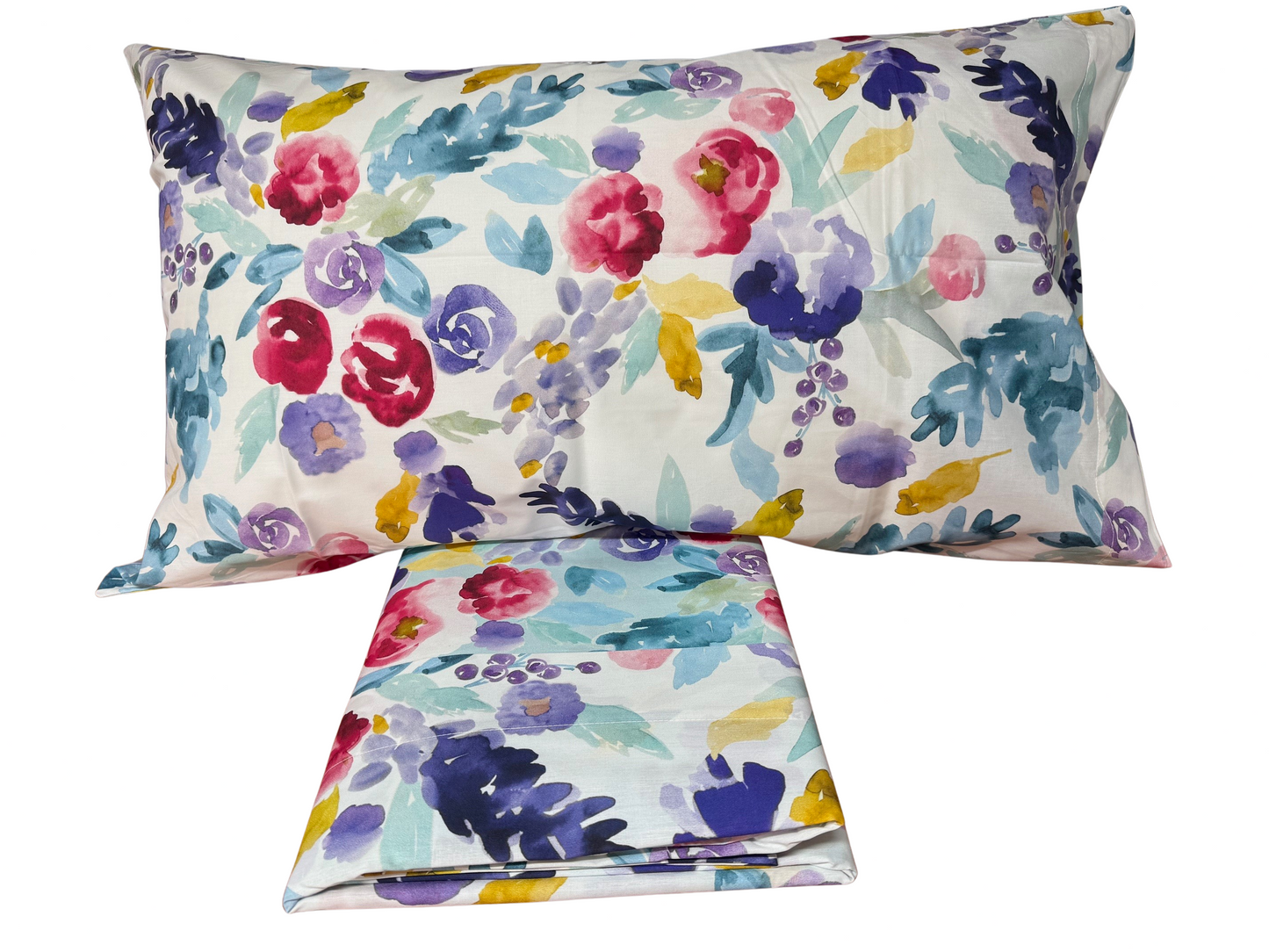 Fazzini parure lenzuola matrimoniale (senza il lenzuolo di sotto) in Puro Percalle di Cotone effetto copriletto art. Petali