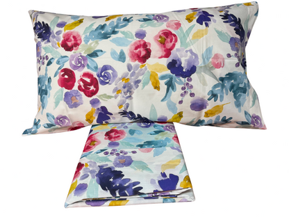 Fazzini parure lenzuola matrimoniale (senza il lenzuolo di sotto) in Puro Percalle di Cotone effetto copriletto art. Petali