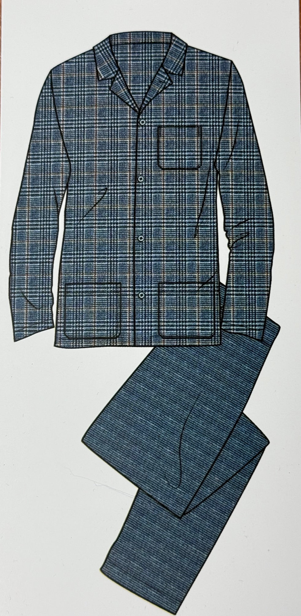 Pyjama classique pour homme Bip Bip avec col chemise en flanelle de pur coton chaud Art. E 020005