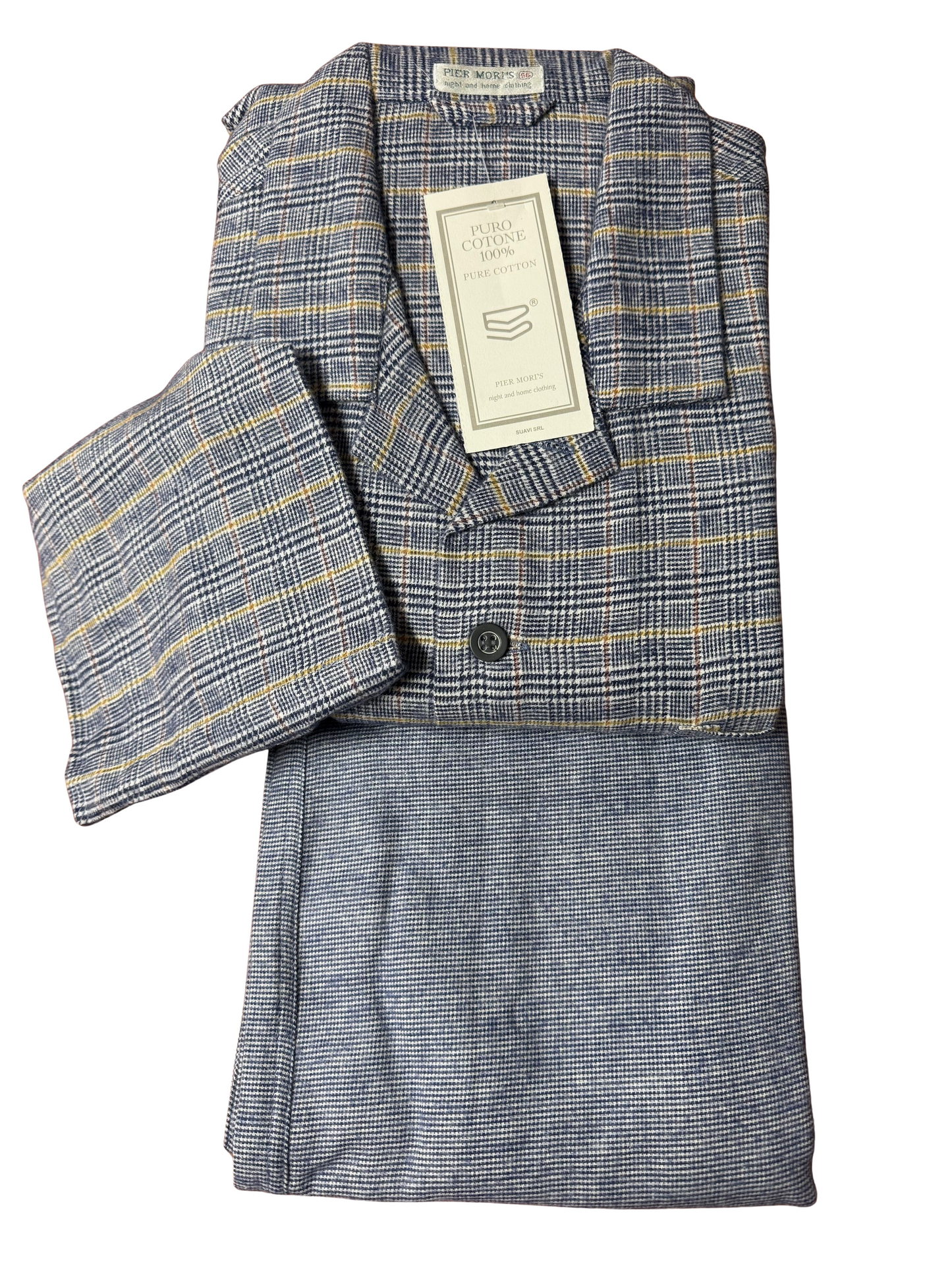 Pyjama classique pour homme Bip Bip avec col chemise en flanelle de pur coton chaud Art. E 020005