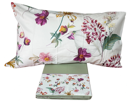 Fazzini Parure di lenzuola matrimoniali (senza il lenzuolo di sotto) in Puro Percalle di Cotone art. Bouquet