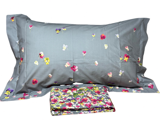 Mirabello Carrara Parure Copripiumino Matrimoniale (senza il lenzuolo di sotto) in Percalle di Cotone art. Violette