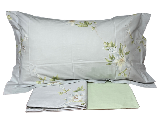 Mirabello Carrara completo lenzuola matrimoniali doppia balza in Percalle art. Chorisia