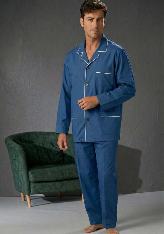 Bip Bip Elegante Pigiama per Uomo Taglio Classico Abbottonato Davanti in Puro Cotone makò Art. E600