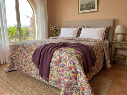 Mirabello copriletto/quilt letto singolo mezza stagione in Puro Percalle di Cotone double-face art. Violette