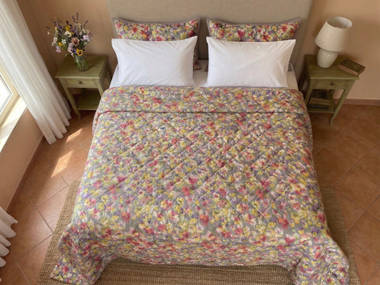 Mirabello copriletto/quilt letto singolo mezza stagione in Puro Percalle di Cotone double-face art. Violette