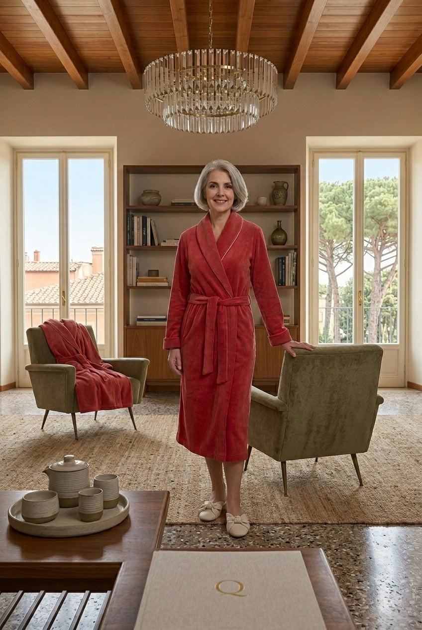 Vestaglia da Donna in Pile di Viscosa modello Scialle Classico Art. Nina