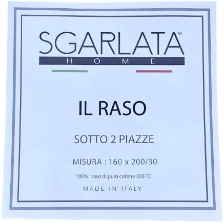 SGARLATA HOME Lenzuolo sotto con angoli due piazze in Puro Raso di Cotone 300TC Tinta Unita art. Il Raso