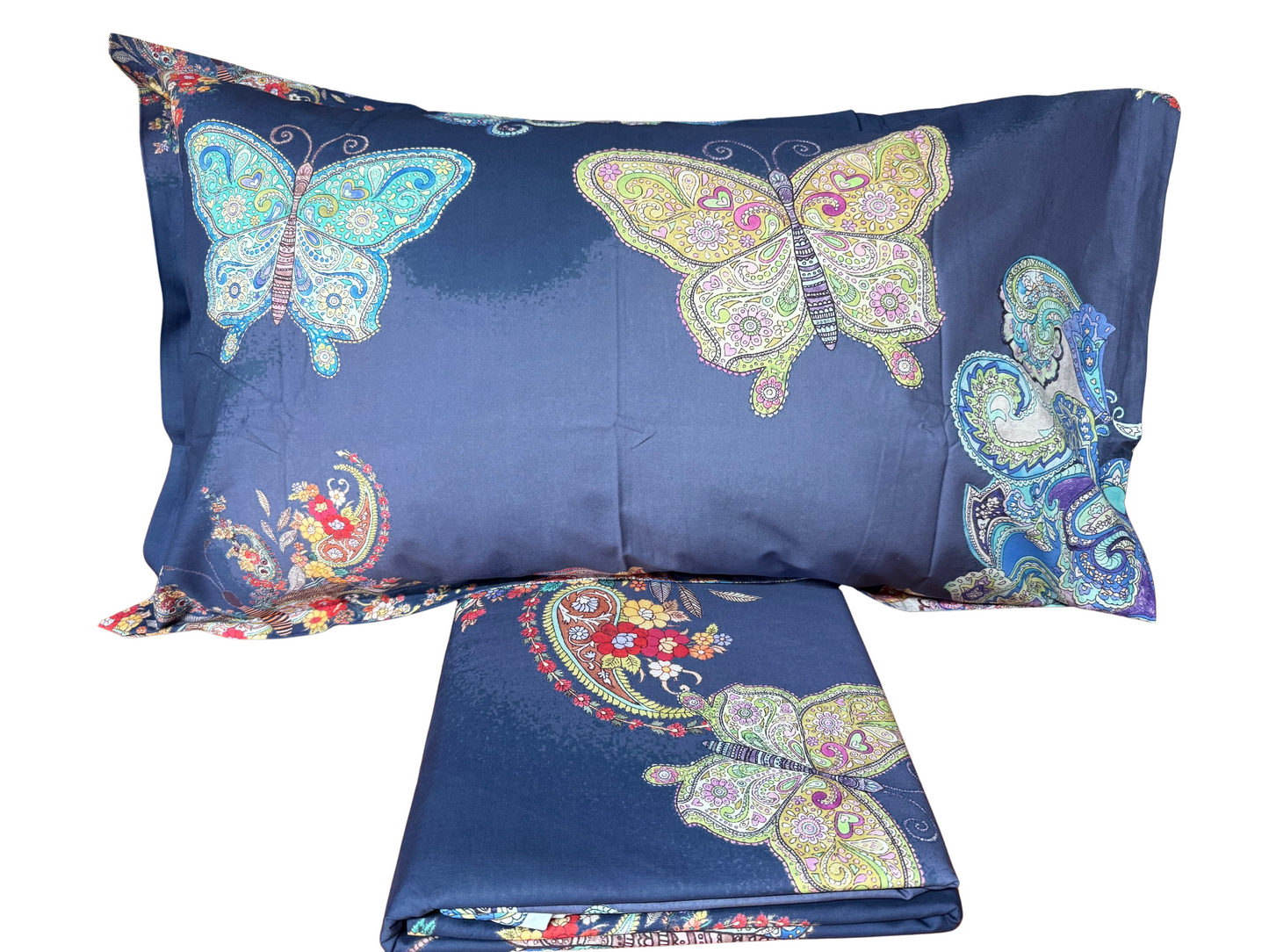 Mirabello parure copripiumino letto singolo (senza il lenzuolo di sotto) in puro Percalle di Cotone art. Mariposa