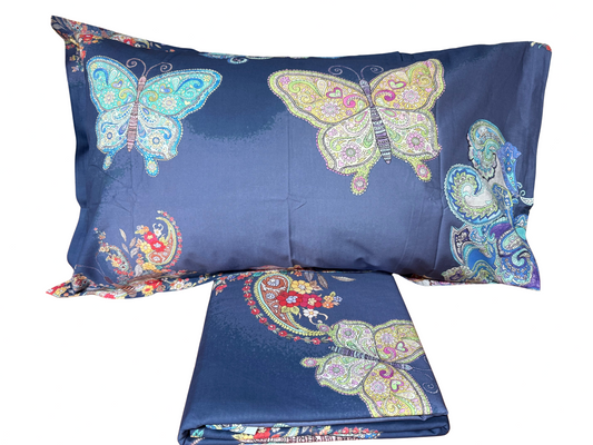 Mirabello parure copripiumino letto singolo (senza il lenzuolo di sotto) in puro Percalle di Cotone art. Mariposa
