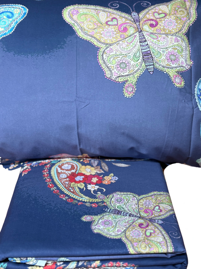 Mirabello parure copripiumino letto singolo (senza il lenzuolo di sotto) in puro Percalle di Cotone art. Mariposa