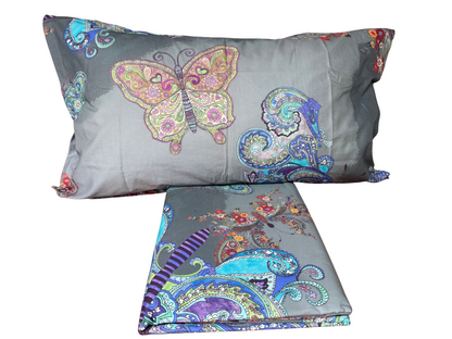 Mirabello parure copripiumino letto singolo (senza il lenzuolo di sotto) in puro Percalle di Cotone art. Mariposa