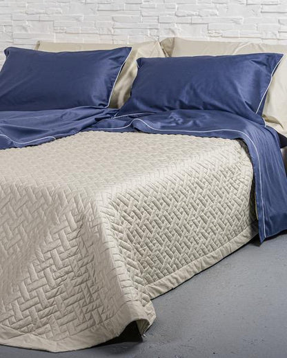 Sgarlata Home Trapuntino Quilt Matrimoniale Balzato 100% Raso di Puro Cotone 300TC Art. Helen