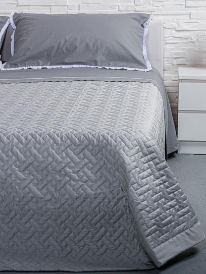 Sgarlata Home Trapuntino Quilt Matrimoniale Balzato 100% Raso di Puro Cotone 300TC Art. Helen