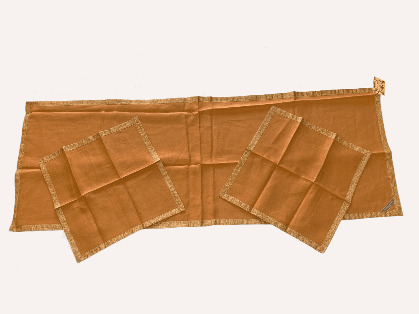 Borbonese Casa, runner con tovaglioli in puro Lino 100% cm. 145x53