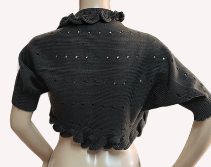 Sgarlata Home scalda spalle in Pura maglia di Lana Borgosesia 100% con rouches art. Lucia