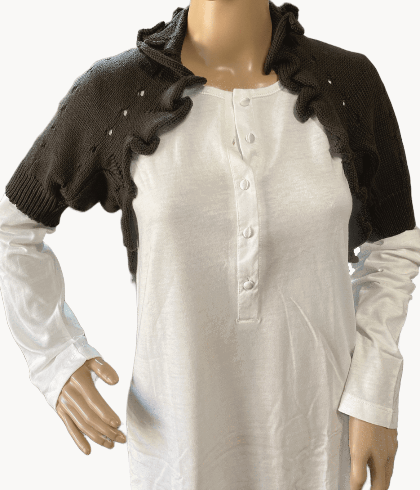 Sgarlata Home scalda spalle in Pura maglia di Lana Borgosesia 100% con rouches art. Lucia