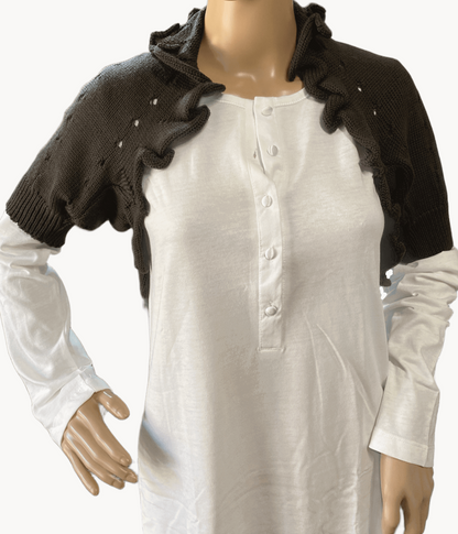 Sgarlata Home scalda spalle in Pura maglia di Lana Borgosesia 100% con rouches art. Lucia