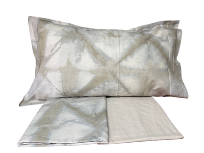 Mirabello Completo Lenzuola letto singolo in fine Percalle di Cotone, Effetto copriletto con Doppia Balza Art. Shibori