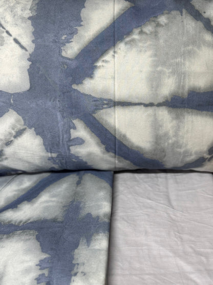 Mirabello Completo Lenzuola letto singolo in fine Percalle di Cotone, Effetto copriletto con Doppia Balza Art. Shibori