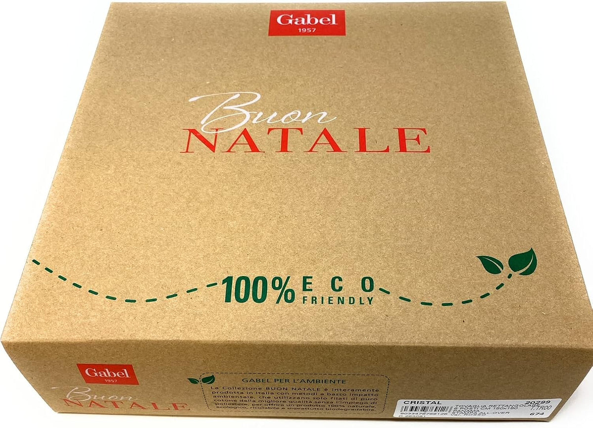 Tovaglia da tavola Natalizia Senza tovaglioli Gabel Art. Cristal Stampata con Glitter su panama di puro cotone tinta unita Rotonda