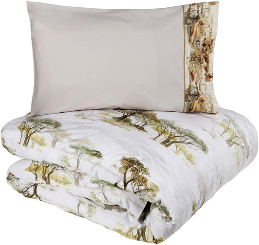 Fazzini duvet cover set for one and a half bed (without bottom sheet) in Pure Cotton Percale art. Africa