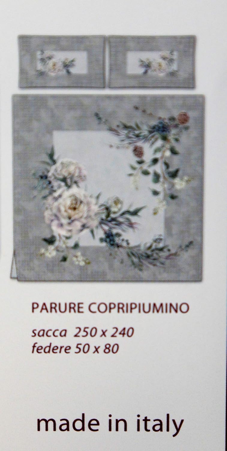 Parure de lit double Tessitura Randi 1931 (sans drap de dessous) Art. Agata en percale de pur coton 200 fils, impression numérique avec couleurs unies