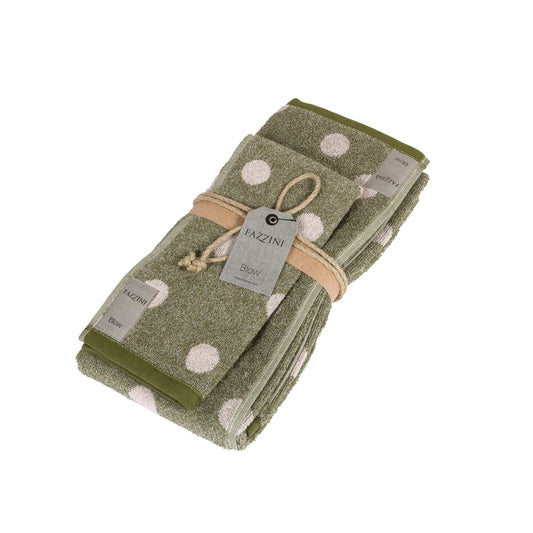 Fazzini coppia asciugamani 1+1 in Pura Spugna tinta in filo melange art. Pois