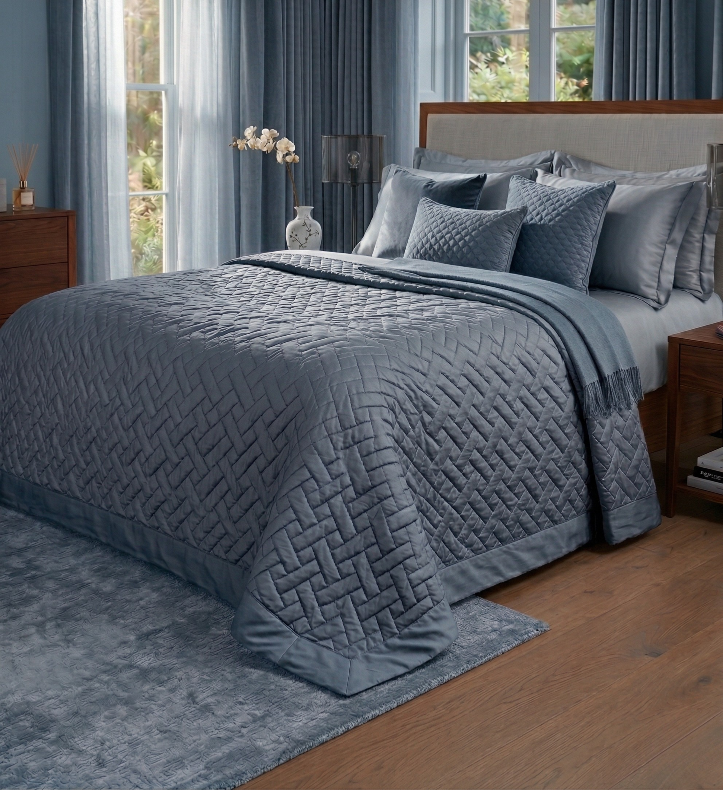 Sgarlata Home Trapuntino Quilt Matrimoniale Balzato 100% Raso di Puro Cotone 300TC Art. Helen