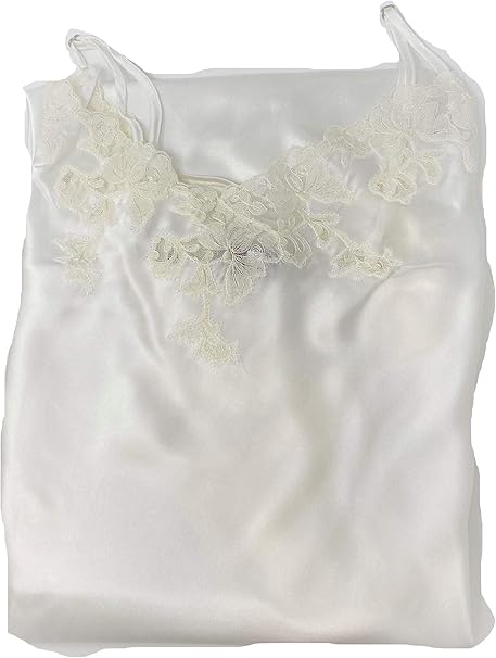 LINGERIE FEMME Chemise de nuit longue élégante en 100% pure soie avec dentelle précieuse appliquée en tulle Art. 6703