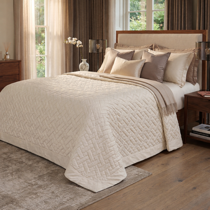 Sgarlata Home Trapuntino Quilt Matrimoniale Balzato 100% Raso di Puro Cotone 300TC Art. Helen