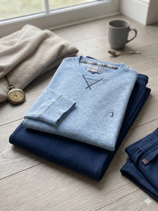 Bip Bip Pigiama per Uomo Maniche Lunghe e Pantaloni Lunghi Modello Girocollo in Caldo Cotone Peso Medio Pesante Art. 6823