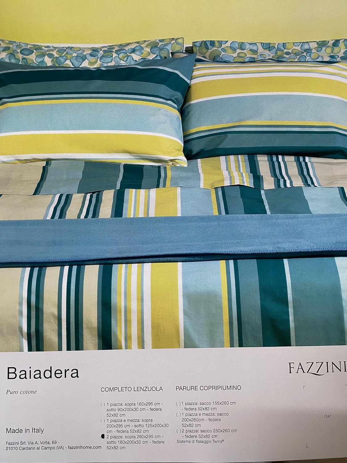 Fazzini completo lenzuola per letto singolo in cotone a tessitura fitta art. Baiadera