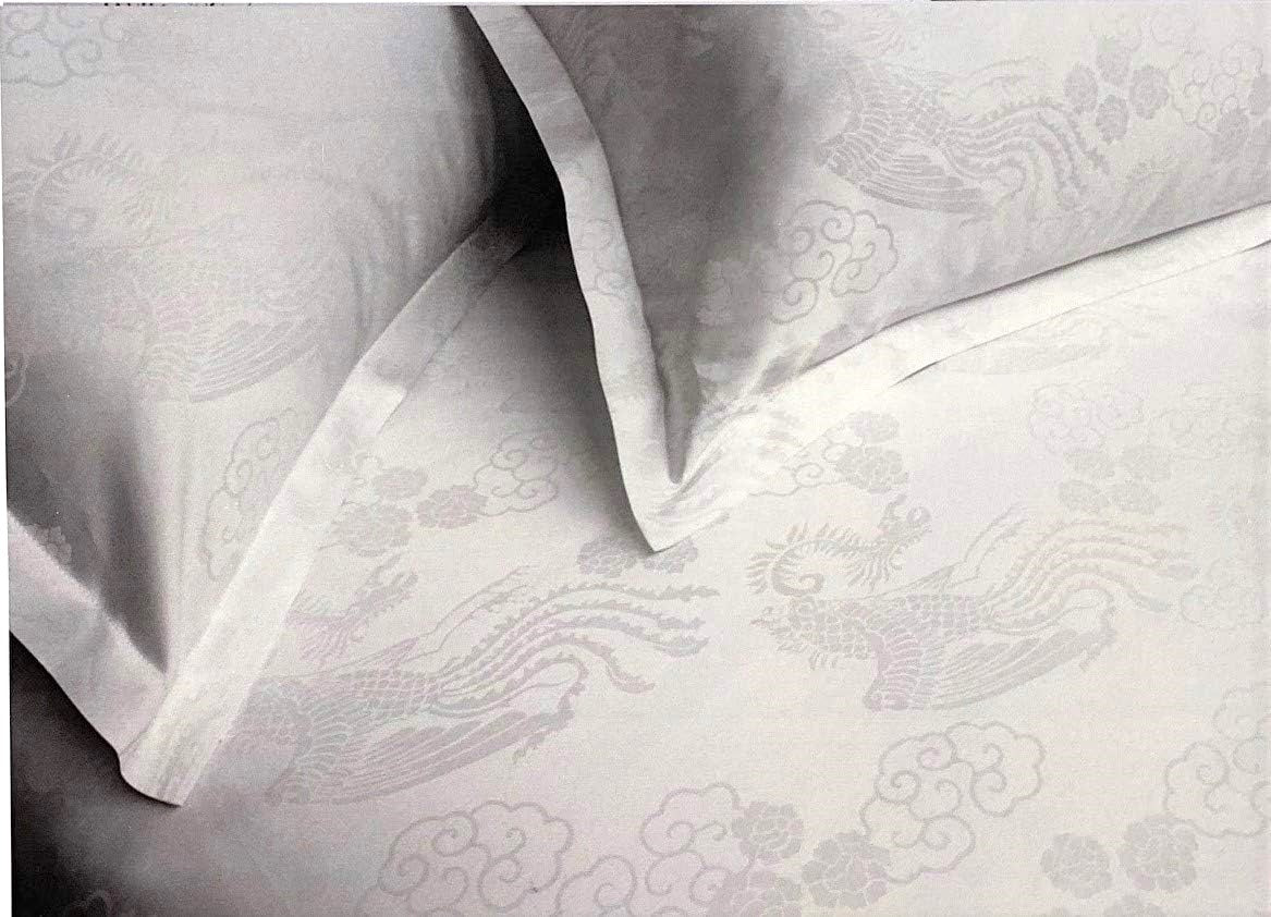 Milano Home Collection Wonderful Double Duvet Cover Set in Pure Cotton Satin Jacquard 800TC Art. Banyan Color White